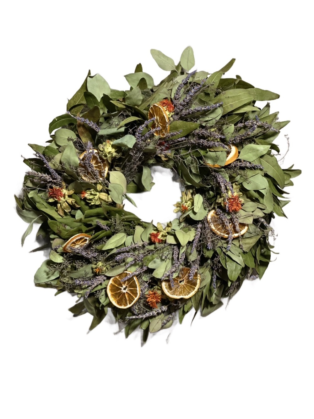 Handcrafted Eucalyptus, Lavender & Dried Citrus Wreath - 18” - Picture 2 of 11